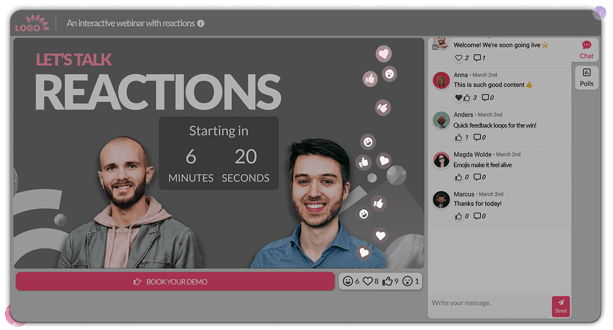 Live reactions in webinar - Univid Live reactions in webinar - Univid