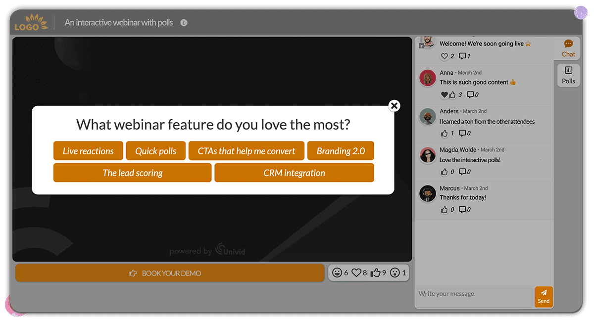 Webinar software for polls - Univid Webinar software for polls - Univid