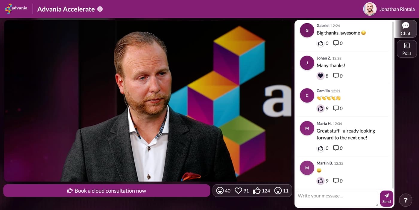 A branded live webinar hosted on Univid's webinar platform
